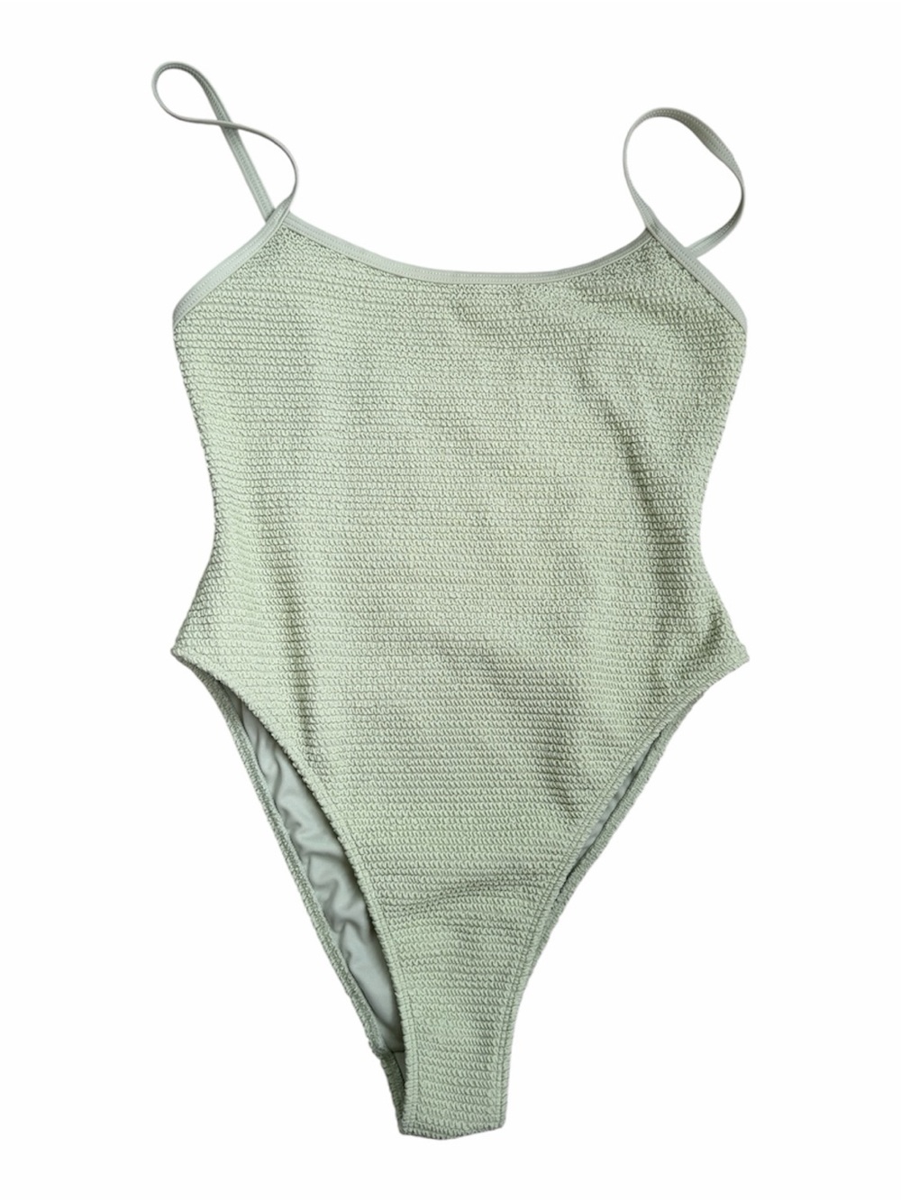 Pacsun Textured High Cut One-Piece Swimsuit in Sage Green